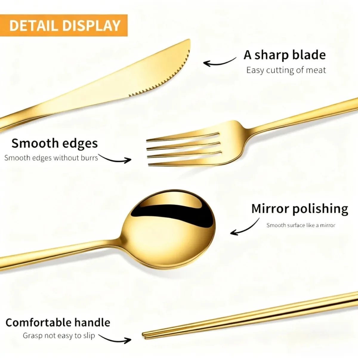 مجموعة أدوات المائدة الفضية 24 قطعة مجموعة أدوات مائدة من الفولاذ المقاوم للصدأ أدوات مائدة منزلية شوك وملاعق خدمة الضروريات اليومية لـ 6 #3