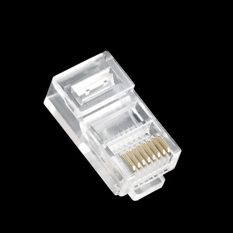 cat5e Cat6 Cat6e RJ45 موصل وحدة التوصيل 1000Mbps كابلات إيثرنت محول مطلية بالذهب شبكة كريستال رؤساء