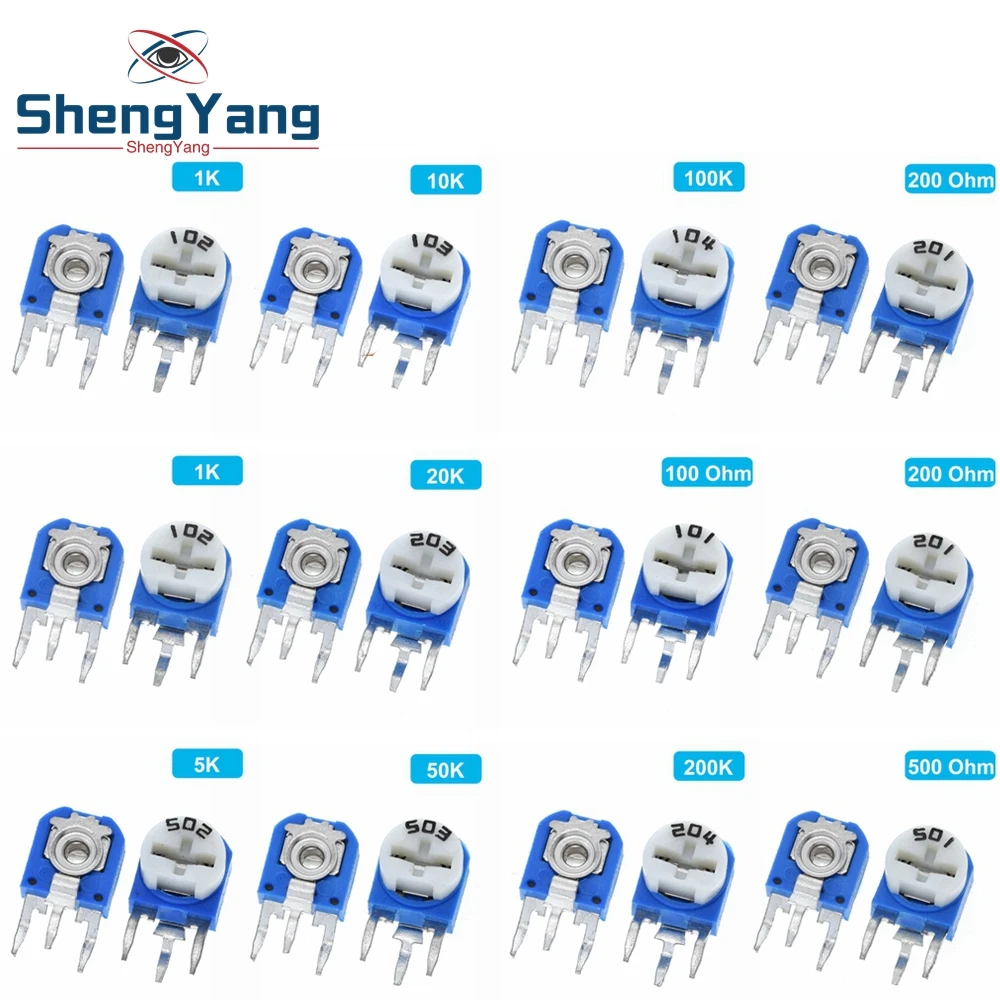 TZT 65pcs RM063 vertical blue white adjustable resistor kit 100 ohm -1M ohm 13 kinds * 5 PCS=65PCS