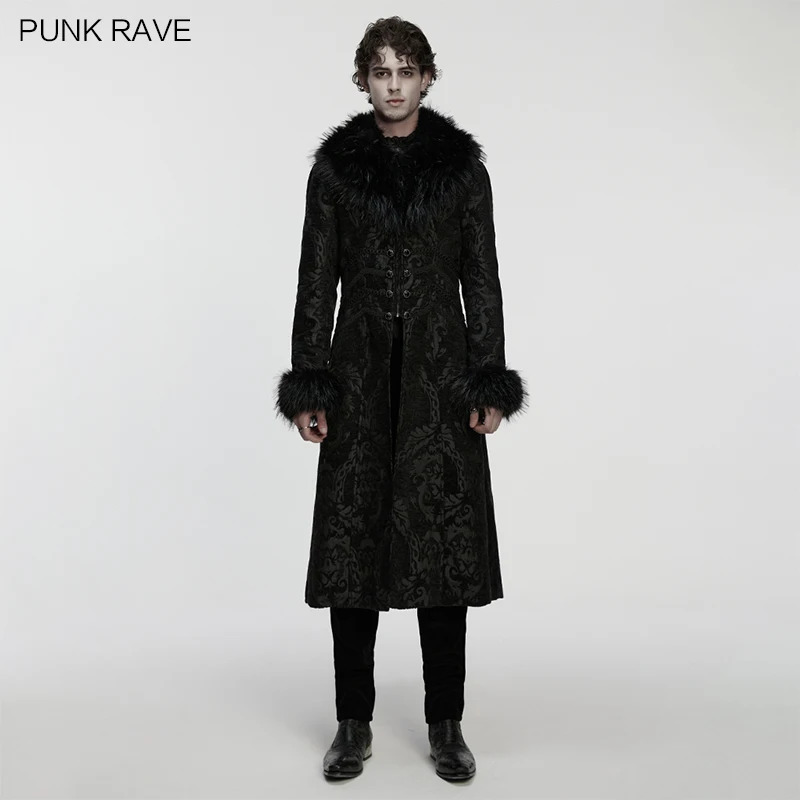 

Женское великолепное жаккардовое пальто с меховым воротником в стиле панк-рейв с уникальной текстурой, роскошное теплое толстое длинное пальто для вечеринок, осень-зима