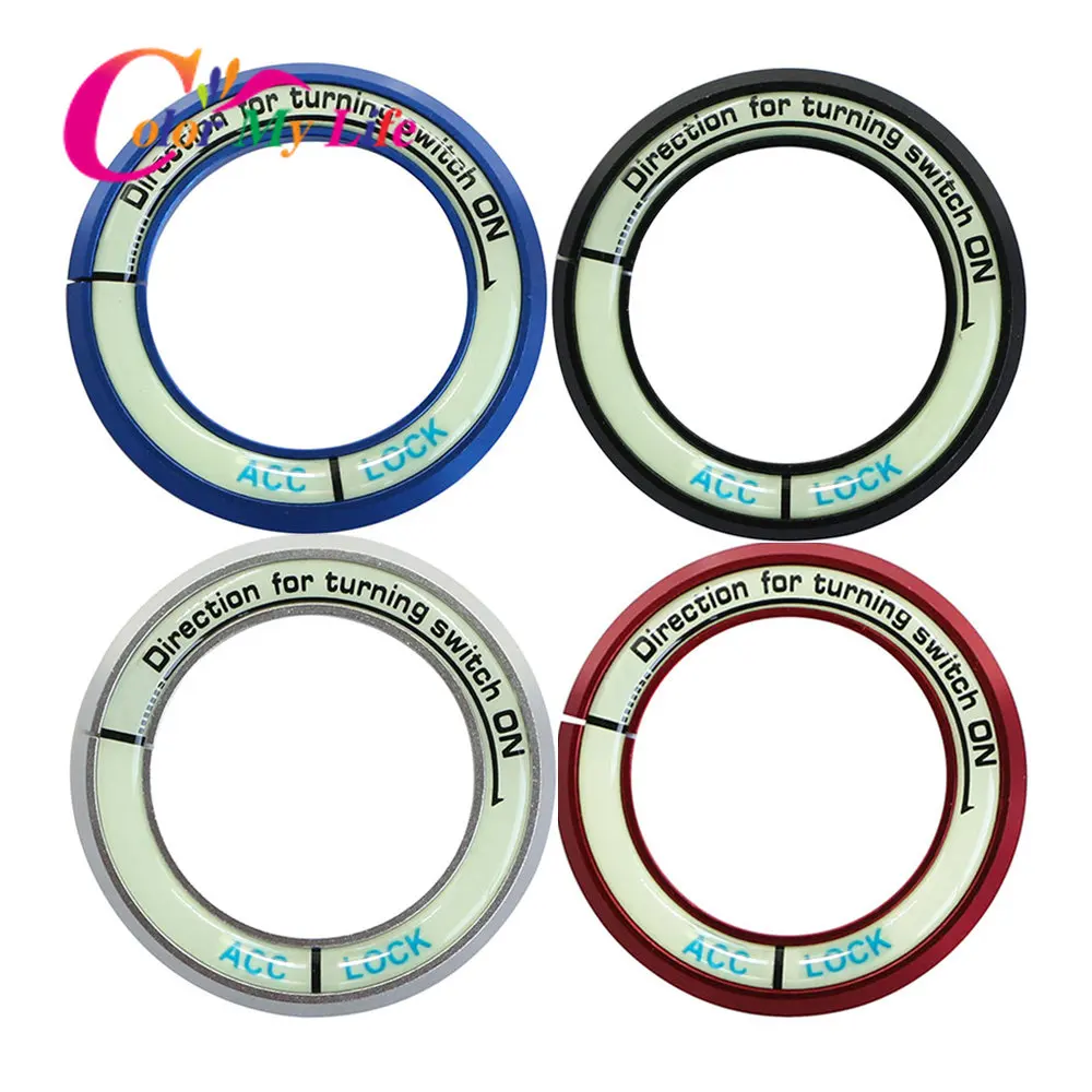 1 قطعة ملصقات السيارات مضيئة مفتاح إشعال حلقة التبديل غطاء الكسوة ملصق لتويوتا كورولا 2014 2015 2016 2017 اكسسوارات