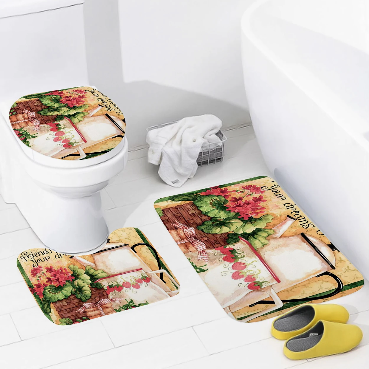 Home bathroom floor mats Bath Foot mat Animal oil paint style modern bathroom accessorie rug Toilet mat Bathtub anti-slip carpet