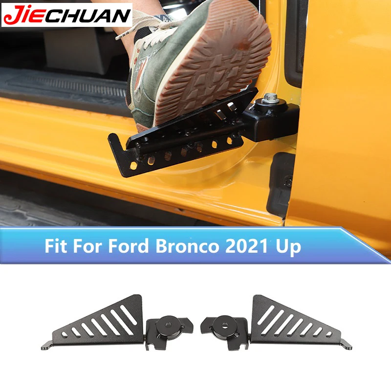 

JIECHUAN пара автомобильных боковых дверей, железная педаль для Ford Bronco 2021 2022 2023 2024 2025+, внешние аксессуары для дверей автомобиля
