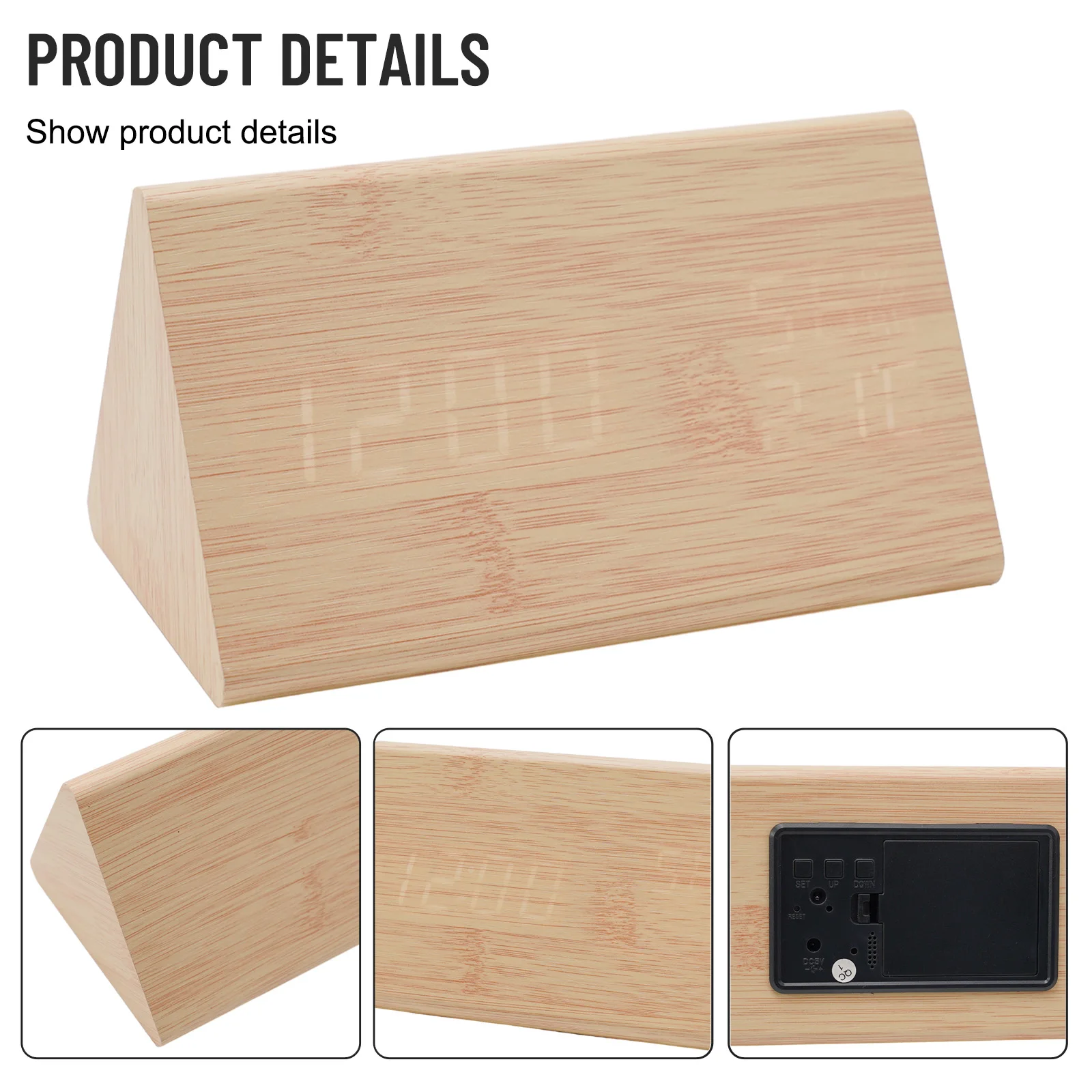 Decoration Alarm Clock 15*9*8cm 1pcs Bedroom Digital Wooden 12H/24H Temperature Mode Timmer Triangle Practical