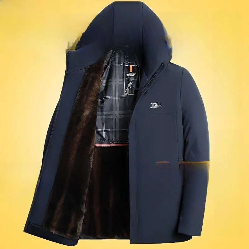 

Ning Мужская меховая парка Высококачественная одежда для папы Хлопковая куртка среднего возраста Busin Повседневная верхняя одежда Мужская повседневная парка