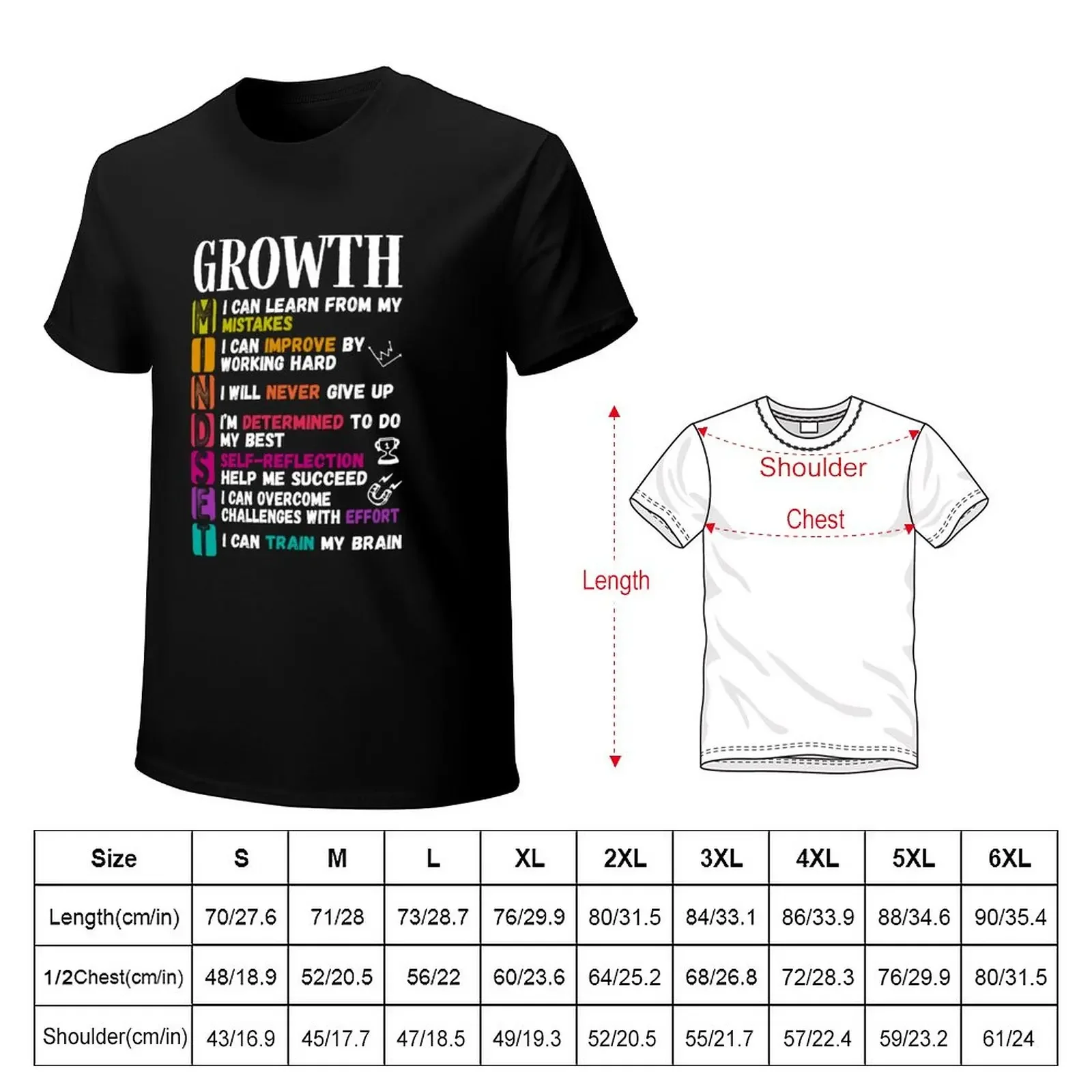 Growth Mindset Definition Positive Motivational T-Shirt heavyweights anime Men's t-shirts oversized sublime Short sleeve tee men