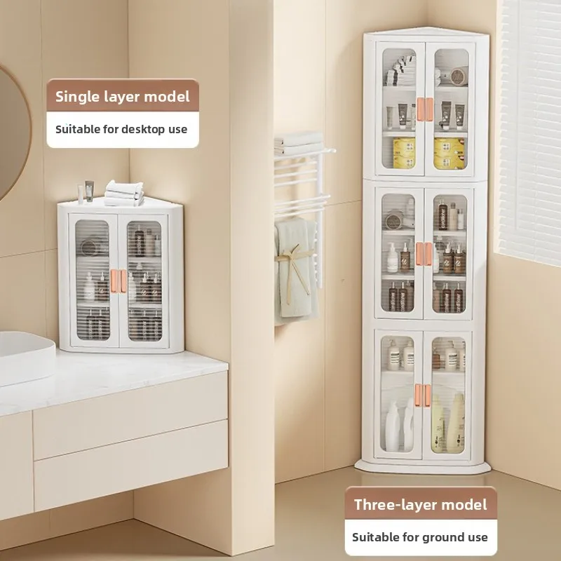

Multi-functional Storage cabinet Multi-layer living room locker Floor-to-ceiling plastic triangular dust rack Snack toy locker