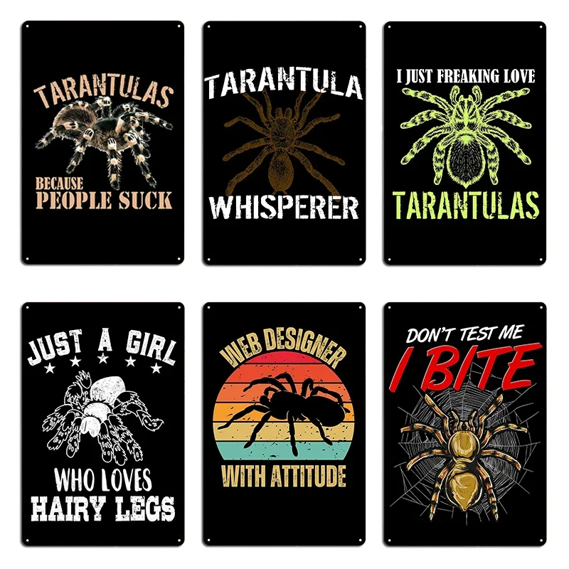 Shirt Cute Tarantula Quotes Warning This Property Is Protected By Tarantula Metal Plaque Club Bar Cave Kitchen Tin Sign Poster