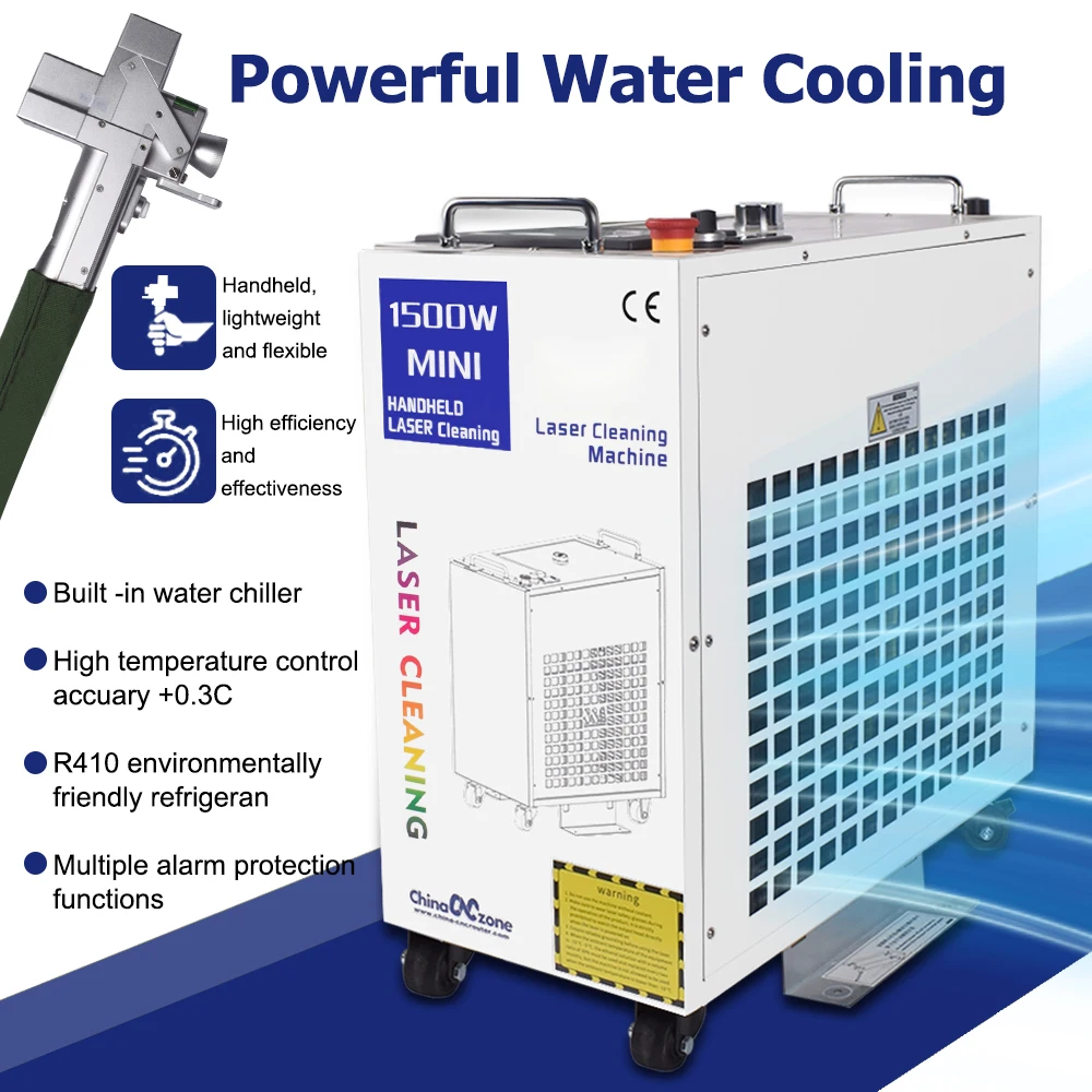 เครื่องทำความสะอาดเลเซอร์ไฟเบอร์1500W สีน้ำมันสำหรับทำความสะอาดโลหะความกว้าง300มม. เรือ EU