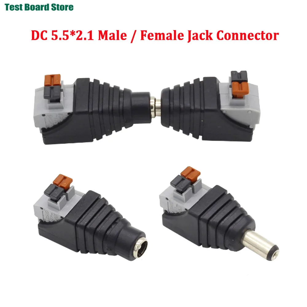 

1/5/10Pcs DC 12V Male Female BNC Connectors 5.5*2.1mm Welding-Free Power DC Plug Adapter Jack Sockets For LED CCTV Camera