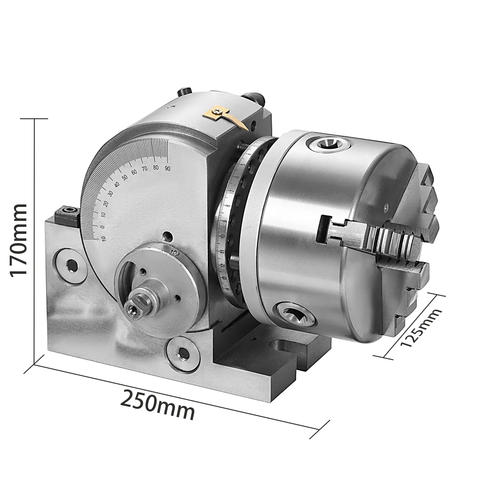 SIHAO Dividing Head 4 Inch Indexing Head Milling Precision Universal 3 jaw Chuck Dividing Head Set for Precision rotary table