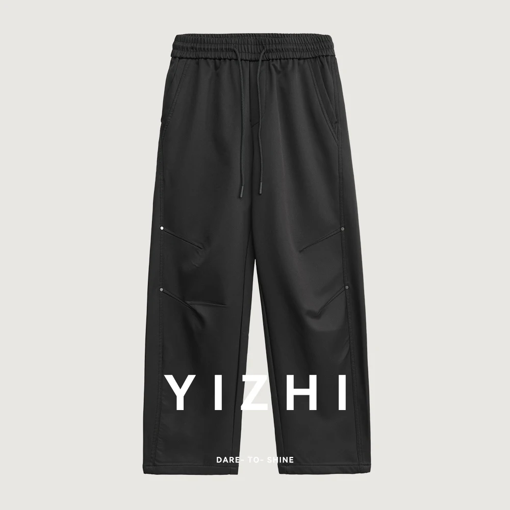 

Модные мужские спортивные повседневные брюки 2026 года, весна-осень, новые, однотонные, с эластичным поясом, для активного отдыха и поездок, широкие штаны