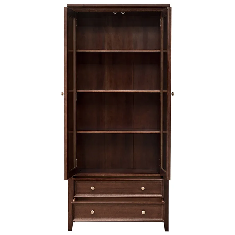 

American-Style Solid Wood Multi-Layer Combined Bookcase Modern Simple Retro Walnut Color Storage Bookshelf