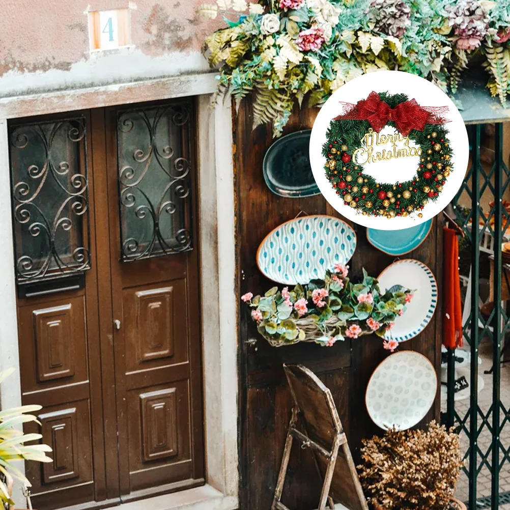 

Sprinkle Powder Ball Christmas Hanging Wreath Premium PVC Material for Home Door Window Holiday Garland Party Decorations