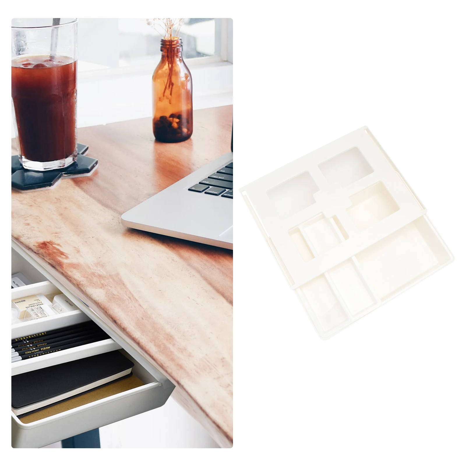 

Desk Bottom Storage Box White Hidden Drawer Slide Out No Punching Cover ABS PP Office ganizer Stationery Jewelry File Container