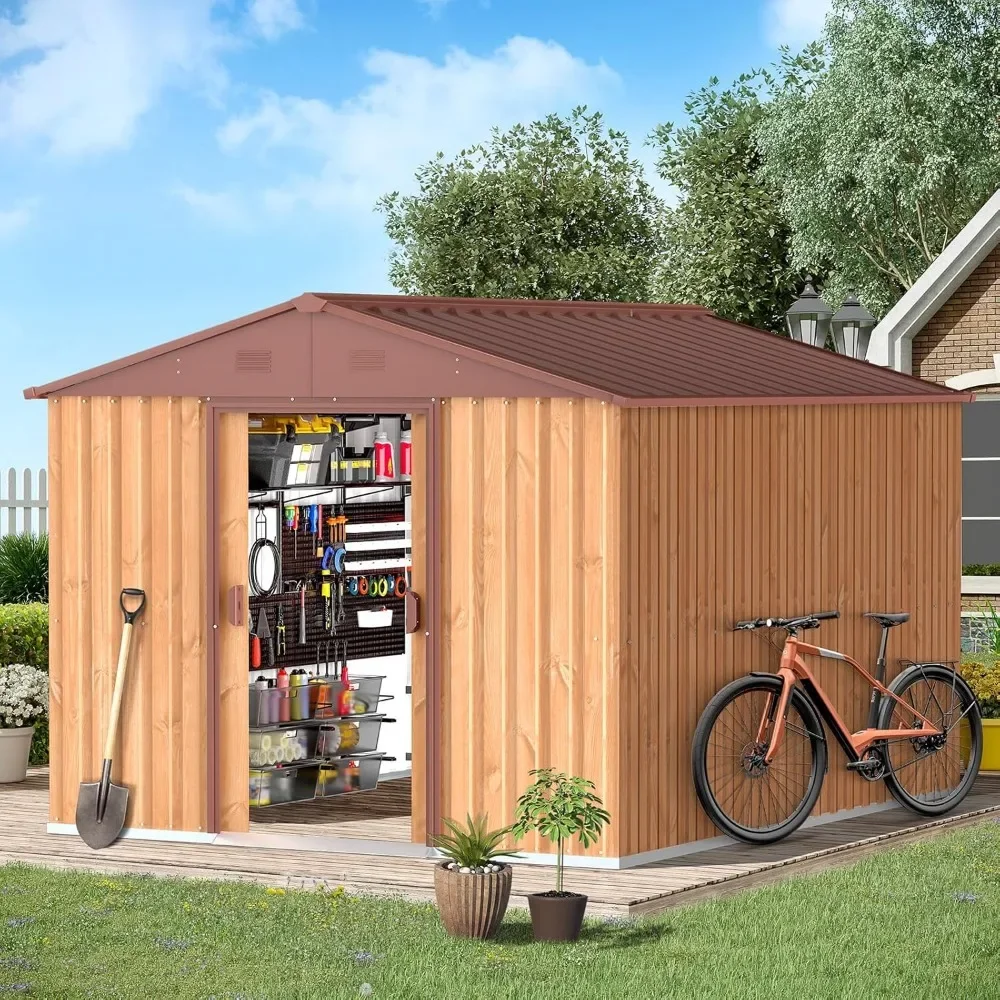 

Outdoor Storage Sheds 10X8X6 FT Metal Shed with Sliding Door and Air Vents for Garden, Backyard, and Patio