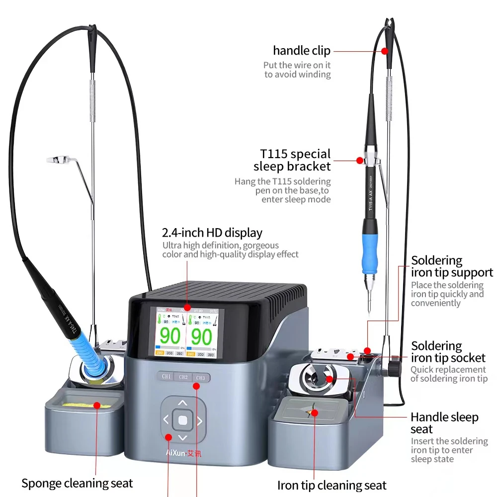 

Aixun T420D smart double Soldering Station Universal T245/T210/T115 Handle soldering iron tip professional PCB SMD Repair Tools