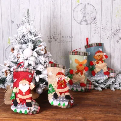 

Christmas Stockings Santa Candy BagClaus Sock Gift Kids Candy Bag Xmas Noel Decoration for Home Christmas Tree Ornaments