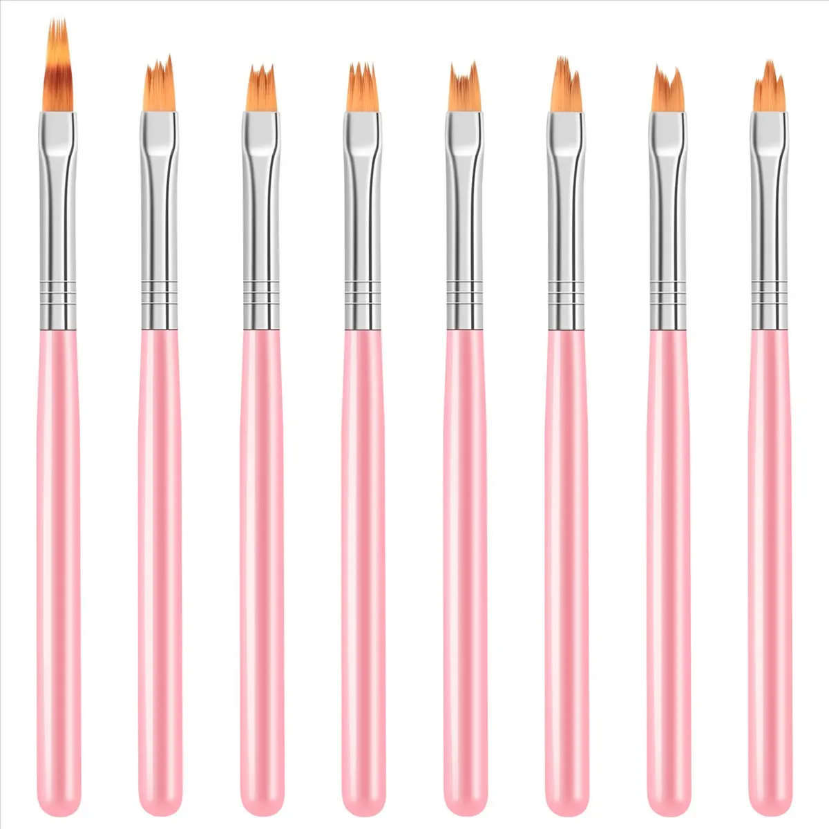 A56K 8Pcs Color Paint Pen Set Pink Petal Pen Nail Brush Short Nail Brush