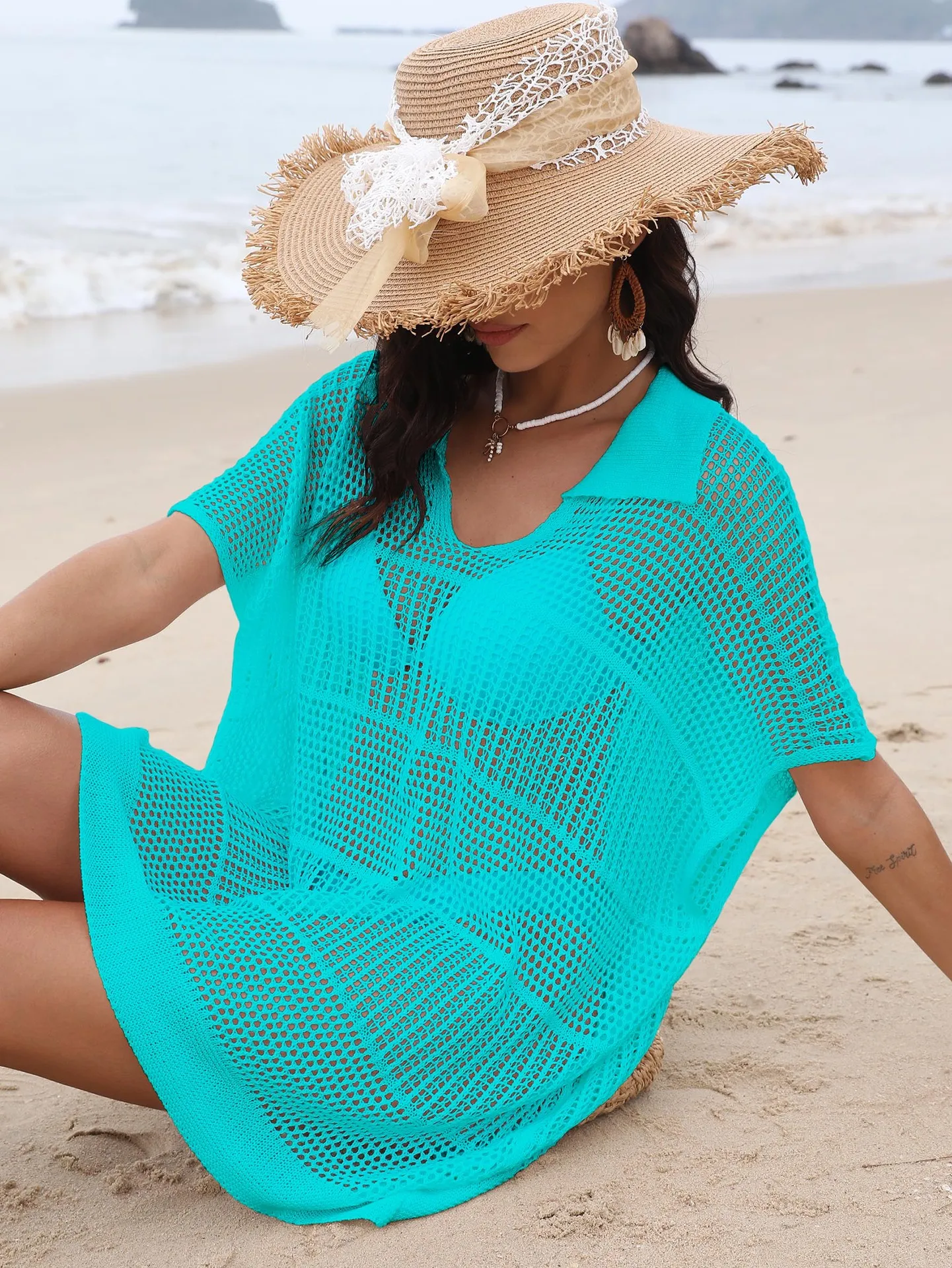 9 Farbe Strand rock für Frauen Sommer drehen Beach wear blau Fisch netz vertuschen auf Meer junge Damen Luxus 2024 Trend Party kleid