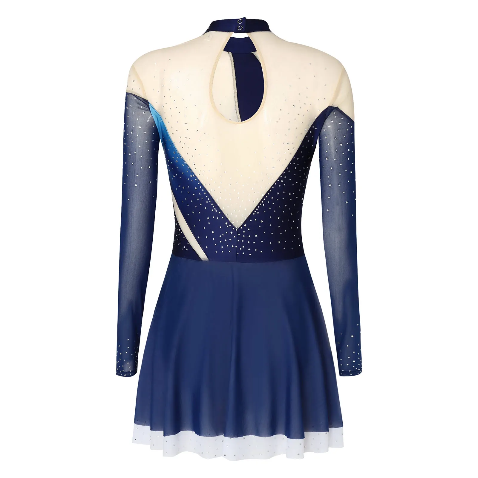 Trajes de patinação artística feminino vestido de dança latina chacha vestido de strass brilhante para performance de palco roupa de dança moderna