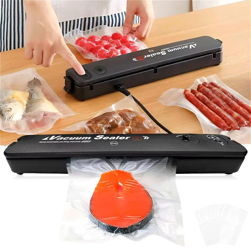 

Электрический вакуумный упаковщик, портативная автоматическая система для вакуумной упаковки продуктов, упаковщик с 10 вакуумными пакетами, инструмент для хранения продуктов.