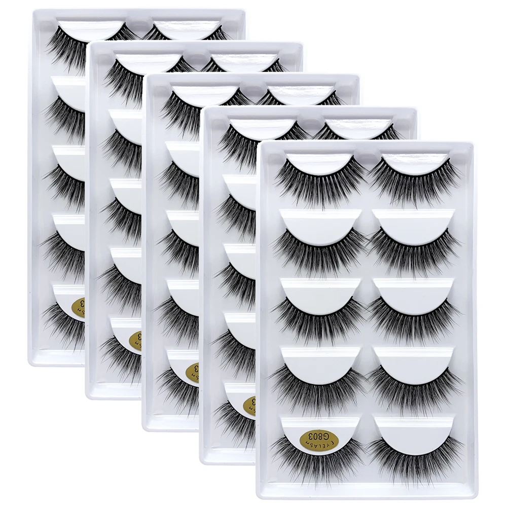 25 pairs 3D Mink Eyelashes wholesale Handmade Natural False Eyelashes Wispy Fluffy Long mink Lashes Makeup Eyelashes cilios g801