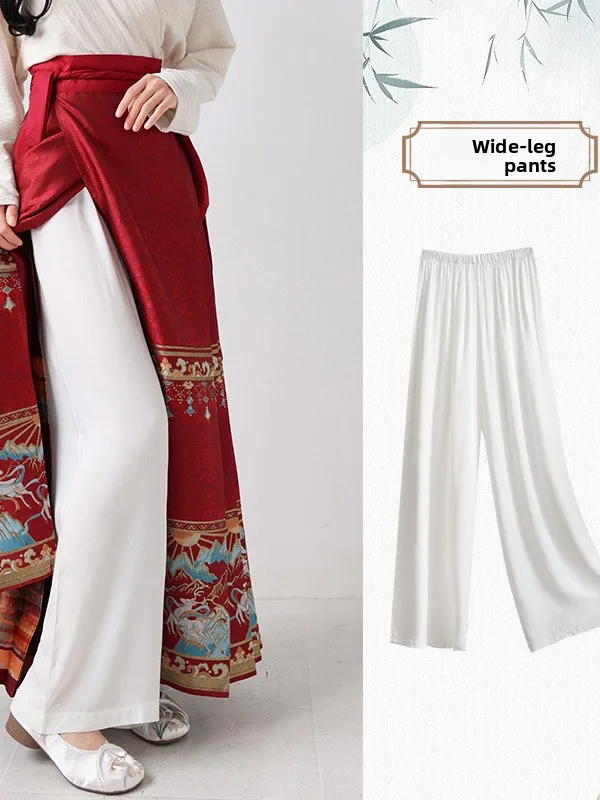 سراويل داخلية بيضاء من Hanfu سراويل طويلة عالية الخصر مضادة للكهرباء الساكنة ملابس داخلية للنساء غير رسمية