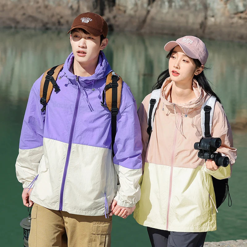 سترة واقية من الشمس من الحرير الجليدي - ملابس صيفية وخفيفة الوزن للحماية من الشمس للرجال في الهواء الطلق سريعة الجفاف مع سترة ومعطف بغطاء للرأس