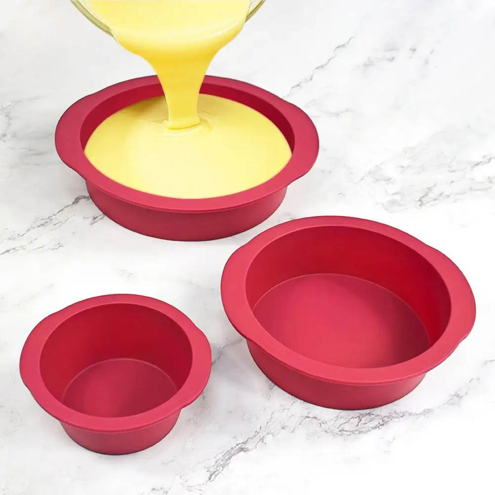 

4/6/8-Inch Round Cake Mold Silicone Easy Release Non-stick Reusable Mousse Mooncake Maker Mould Kitchen Baking Tools