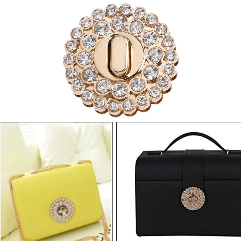 Women for rhinestone Metal DIY Clasp Turn Twist Lock For Handbag Shoulder Bag Pu