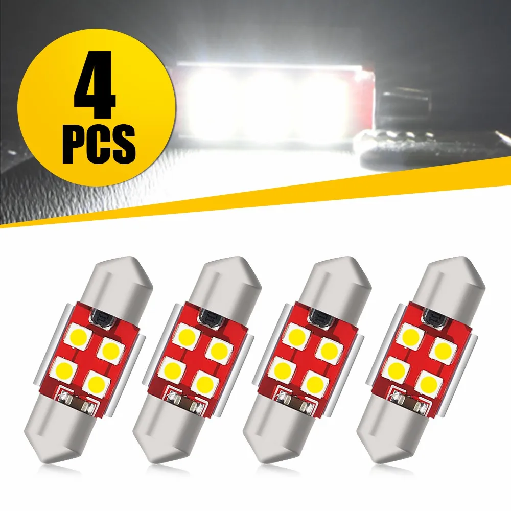 

AUXITO 4 шт. светодиодные лампы Festoon 31 мм Canbus C5W C10W для салона автомобиля, освещения номерного знака, 6000K, без ошибок, 12В