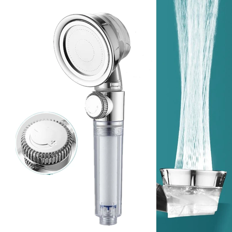 Pressurization Shower Head Water Saving Flow Rotating With Small Fan ABS Rain High Pressure spray Nozzle Bathroom Accessories