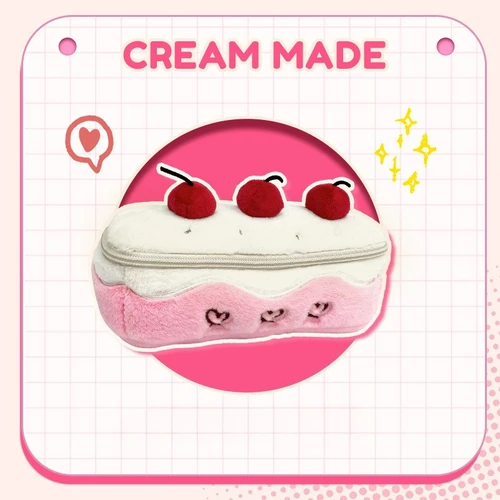 Imagen 2 del producto Estuche de lápices coreano dulce con forma de pastel de cereza para niñas, bolsa de maquillaje estética Ins Kawaii, organizador de papelería cosmética para volver a la escuela