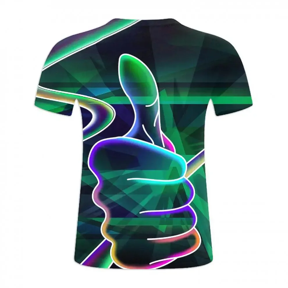 Summer 3d Thumbprint T-shirt Men's Casual Personality Funny Children's Fashion Hip-hop Street Style Harajuku Thin Quality Top