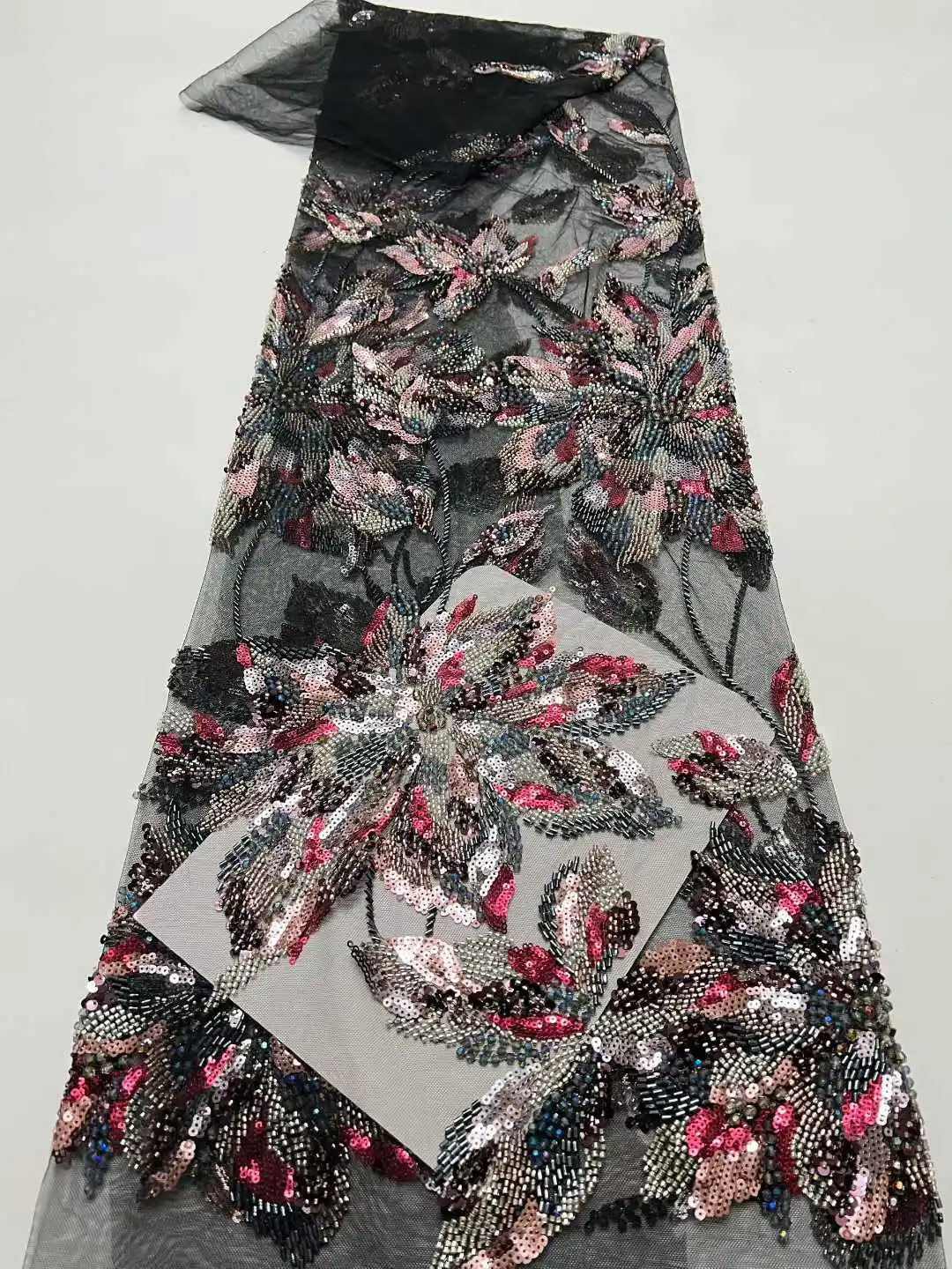 

Новинка 2026: Африканское кружево с бисером, вышитое французское сетчатое кружево с пайетками, нигерийский тюль для праздничных платьев