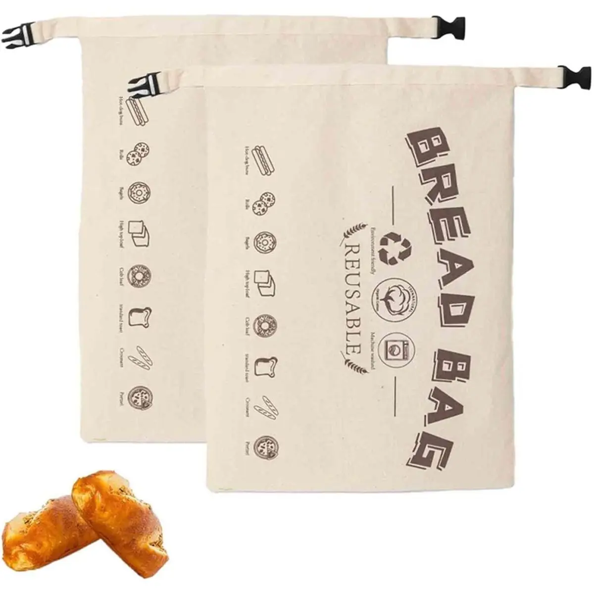 A75K 2 Pack Beeswax Bread Bags - Good Cotton Food Storage Wrap for Sourdough & Homemade Bread, Reusable Bags