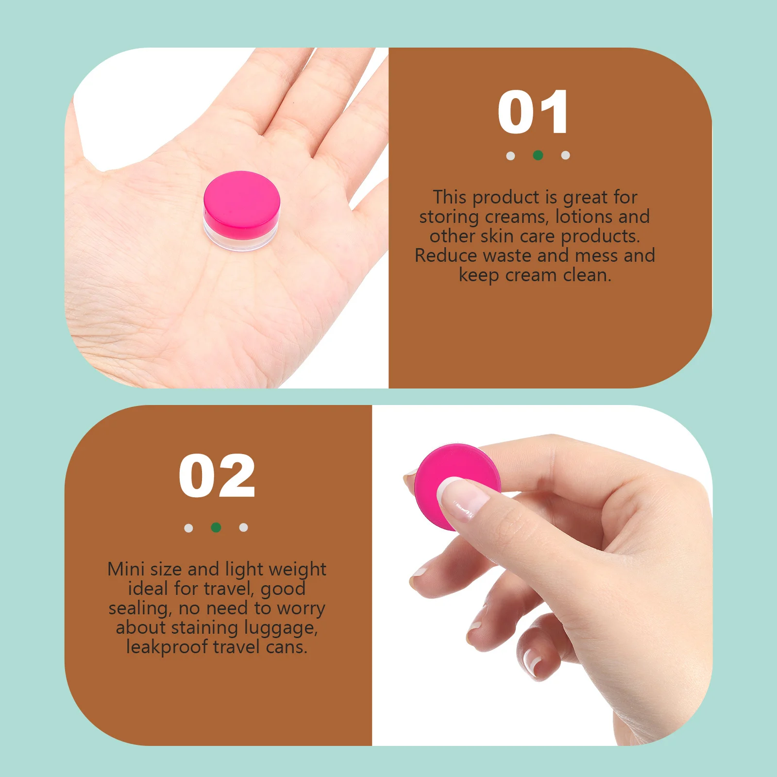 100Pcs Refillable Face Cream Storage Bottles Leakproof Wide-Mouth Container Jars for Travel Cosmetics Empty Cream Boxes