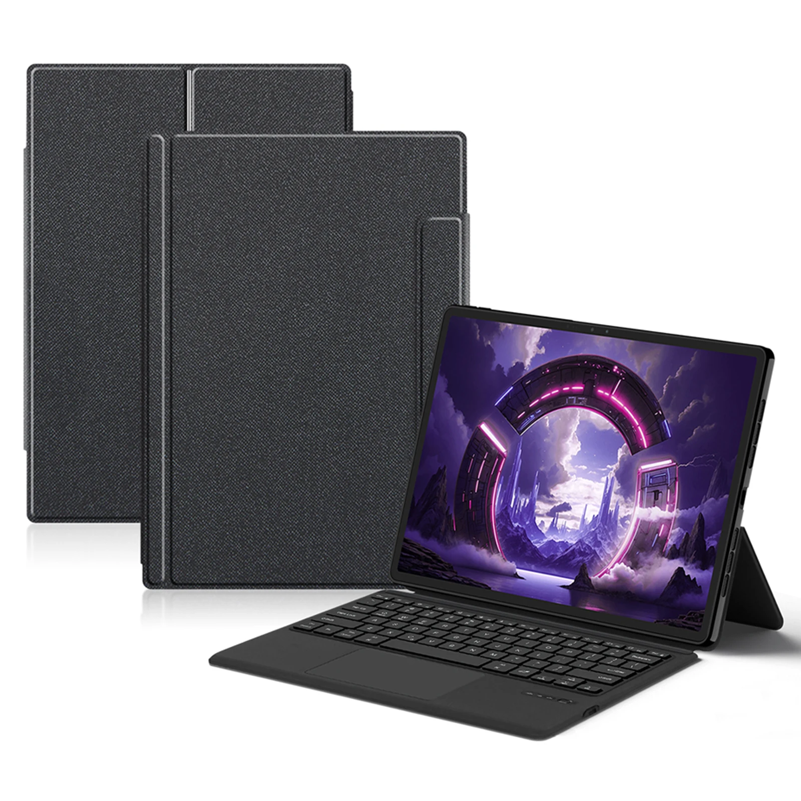 For Lenovo Legion Y900 13 Leather Case + Touchpad Bluetooth-Compatible Keyboard (without Backlit) - Black