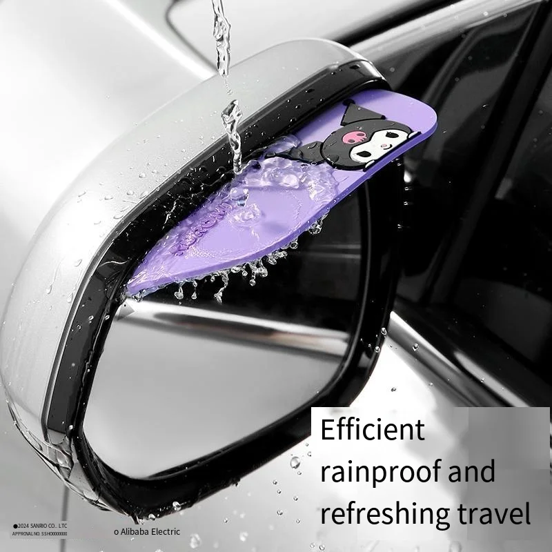 Car Rearview Mirror Rain Shield Eyebrow Baffle Cartoon Anime Sanrio Kuromi MyMelody Cinnamoroll Window Rain Shield