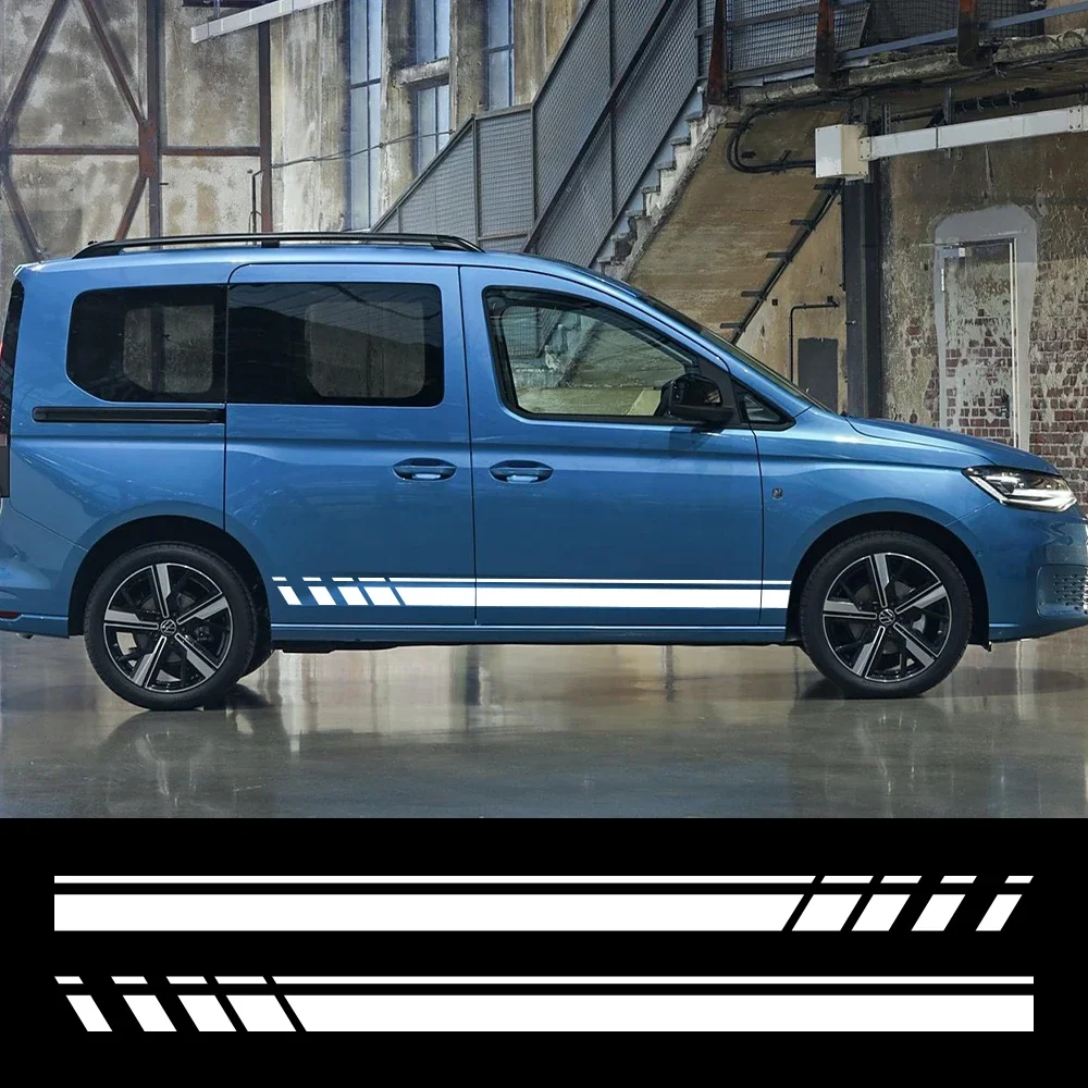 

2Pcs Car Door Side Skirt Stickers For Volkswagen VW Caddy MK2 MK3 MK4 Racing Stripe Style Vinyl Decals Auto Tuning Accessories