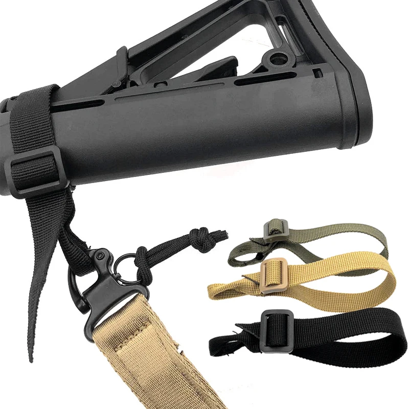 Adaptador Táctico para Correa de Culata de Rifle Airsoft, Correa Resistente para Rifle, Cuerda para Arma, Cinturón de Amarre, 3 Piezas