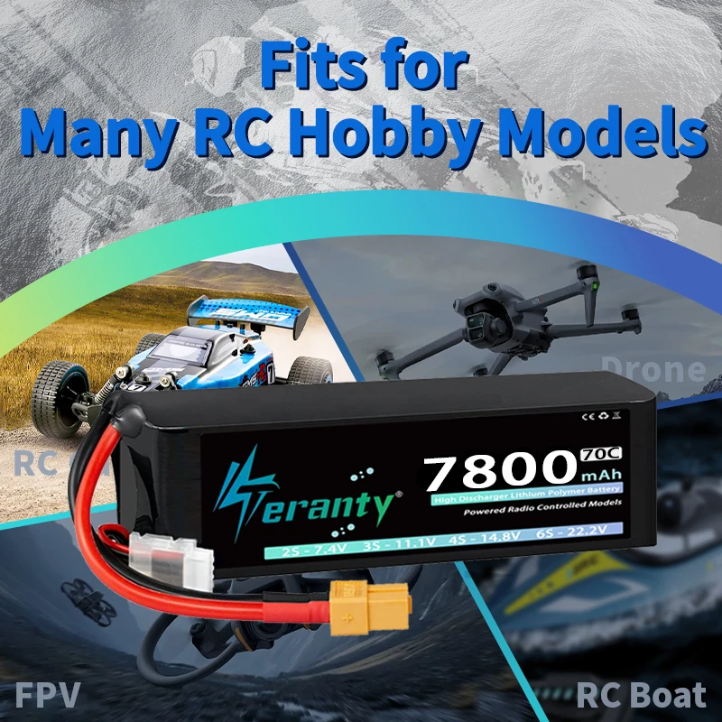 TERANTY Lipo Battery 4S 7800mAh 14.8V 70C with EC5 XT60 XT90 T Plug for FPV Drone Airplane Buggy Truggy Racing RC Model Parts