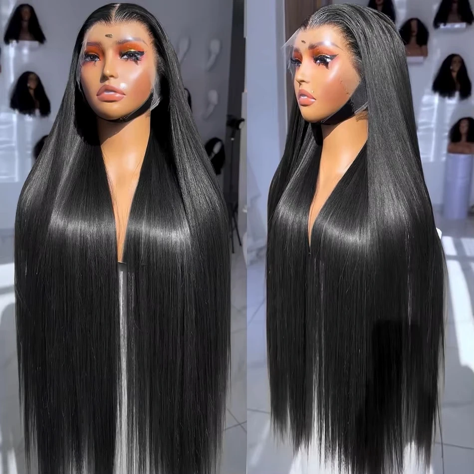 

250 Density 13x6 HD Transparent Lace Frontal Wigs Straight 30 40 Inches 13x4 Lace Front Human Hair Wigs Brazilian For Women