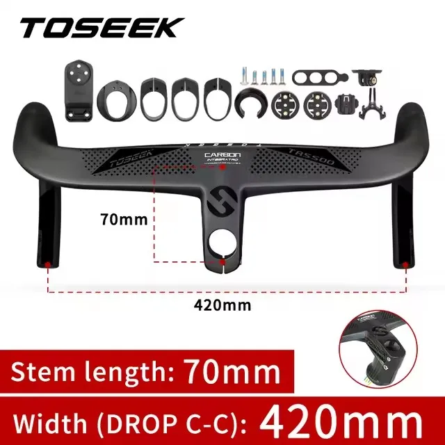 TOSEEK TR5500 T800 Carbon Fietsstuur Racefiets Geïntegreerd Stuur Met Fietscomputerhouder Volledige Interne Kabelgeleiding