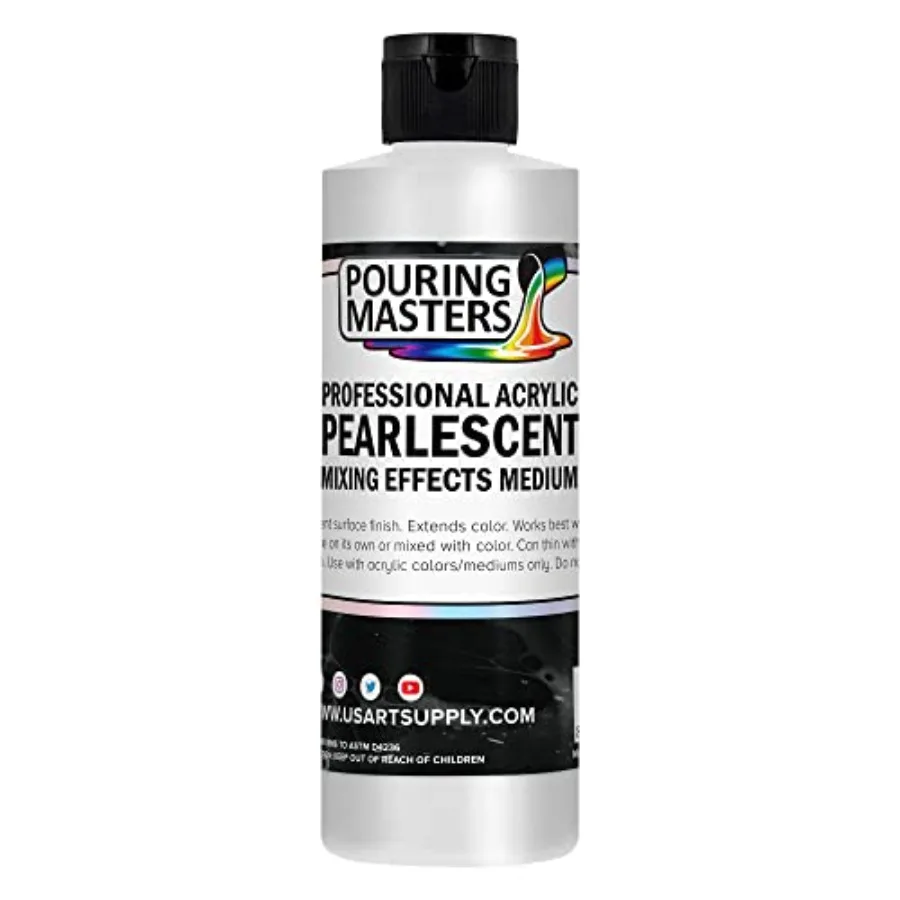 

8 Oz Acrylic Pearlescent Effects Medium - Creates Pearl Iridescent Metallic Shimmer for Fluid Art and Acrylic Painting
