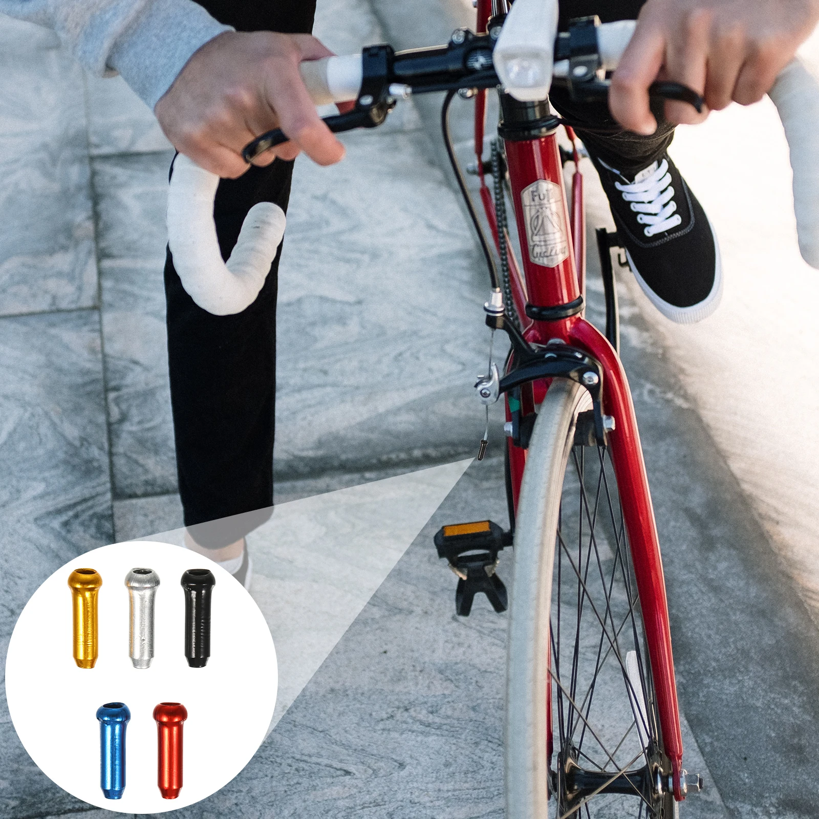 

50pcs Brake Line Cap Bike Parts Rear Cover Cycling Cable End Crimps Bicycle Wire Caps Durable Replacement for Various Brakes