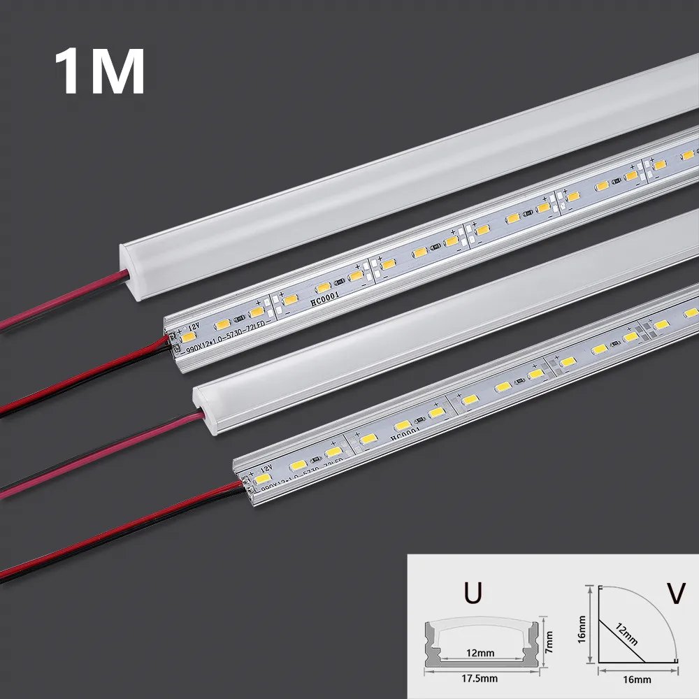 10-20 sets of 72LED / m 12V hard light bar highlights 5630 chip aluminum profile channel PC cover DHL free shipping