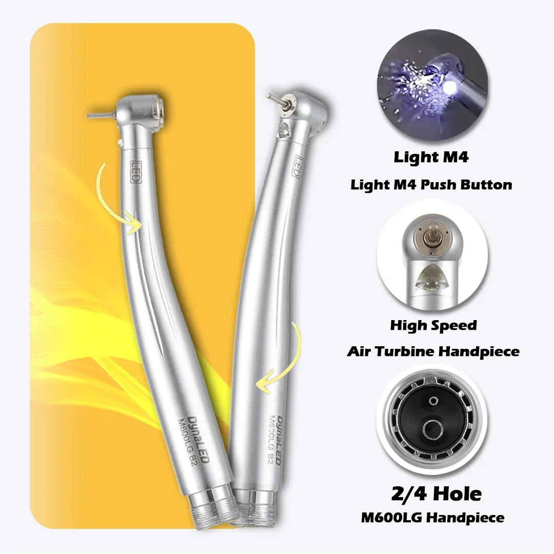 Push Button 3 Water Spray Turbine Handpiece with LED Light B2 M4 fit NSK M600LG DynaLED Dental High Speed Handpiece Dentist Tool