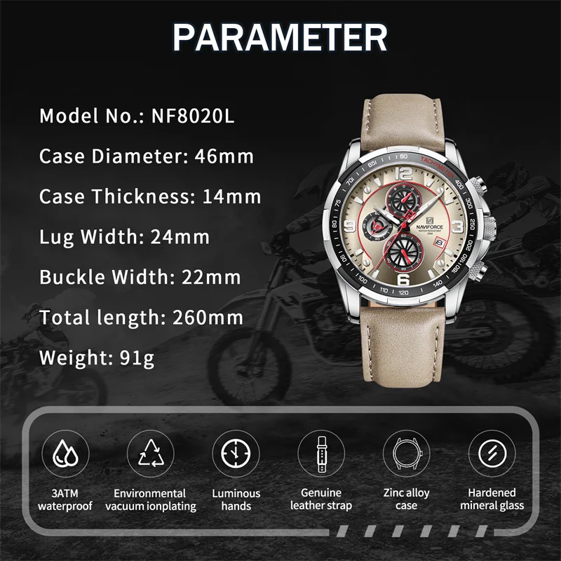 2022 Top Brand Luxury NAVIFORCE 100% Original Fashion Watch For Men Multifunction Sport Waterproof Man Quartz WristWatches Clock